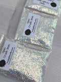 OPAL CRUSH 1mm  - Opal Glitter 1MM Hex Chunk - Polyester Glitter - Solvent Resistant