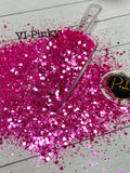VI-Pinky-PINK Glitter Custom Mix-Bright Pink Glitter Mix-Non Transparent Pink Glitter-Polyester Glitter