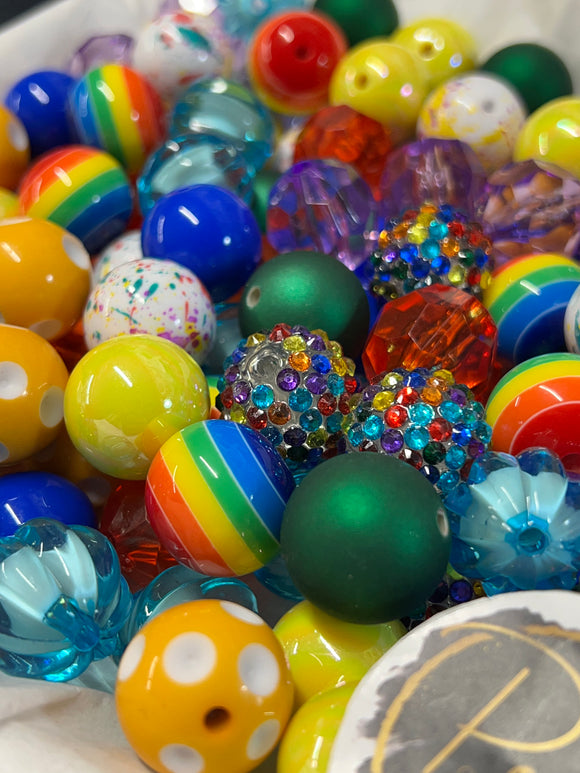 RAINBOW BUBBLEGUM BEADS 20mm - 15 - Chunky Beads, Bubble Gum Bead