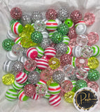 WATERMELON Pink Green BUBBLEGUM BEADS 20mm - #38 - Chunky Beads, Bubble Gum Bead Sets, Acrylic Beads, Chunky Bead Sets