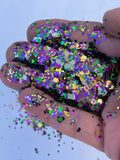 MARDI GRAS - Purple Green Gold Glitter Mix - Polyester Glitter - Solvent Resistant