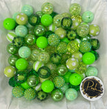 GREEN BUBBLEGUM BEADS 20mm - 10 - Rhinestone Polka Dot Chunky Beads, Bubble Gum Bead Sets, Acrylic Beads, Chunky Bead Sets-20 Count Bead Set