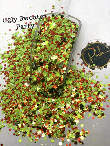 UGLY SWEATER Party - Red Green Snowflake Chunky Glitter - Polyester Glitter - Solvent Resistant
